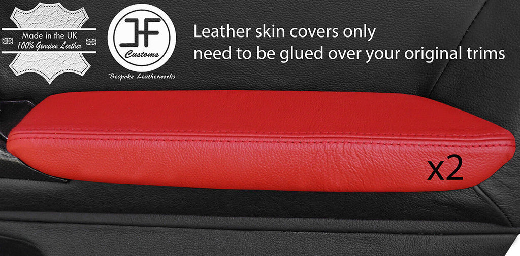RED REAL LEATHER 2X FRONT DOOR ARMREST COVER FITS NISSAN GT-R GTR R35 09-17