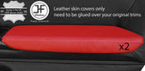 RED REAL LEATHER 2X FRONT DOOR ARMREST COVER FITS NISSAN GT-R GTR R35 09-17