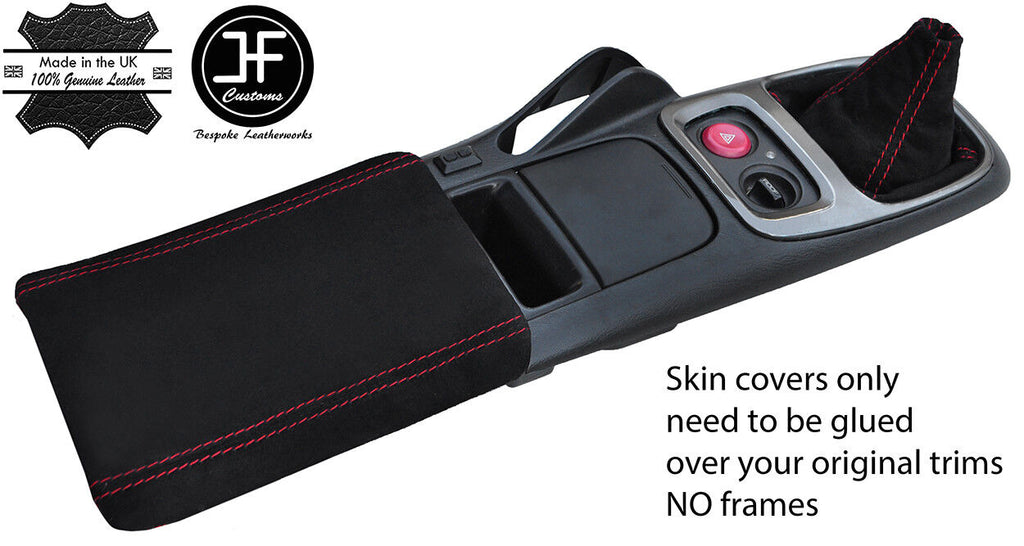 RED STITCH REAL SUEDE GEAR GAITER & ARMREST COVER FITS HONDA S2000 1999-2003