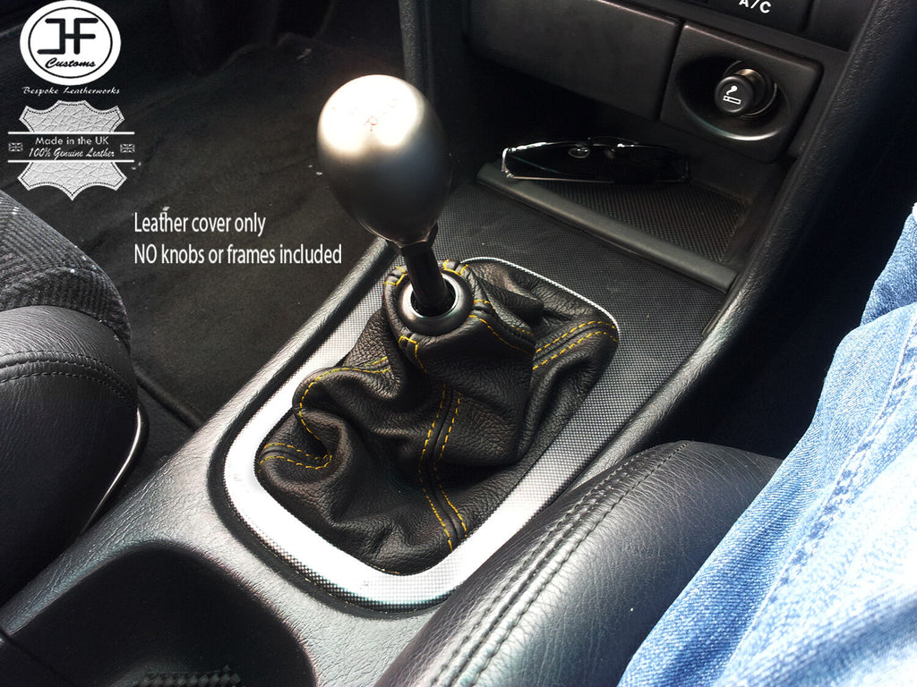 YELLOW DOUBLE STITCHING FITS HONDA INTEGRA DC2 1994-2001 GEAR GAITER LEATHER