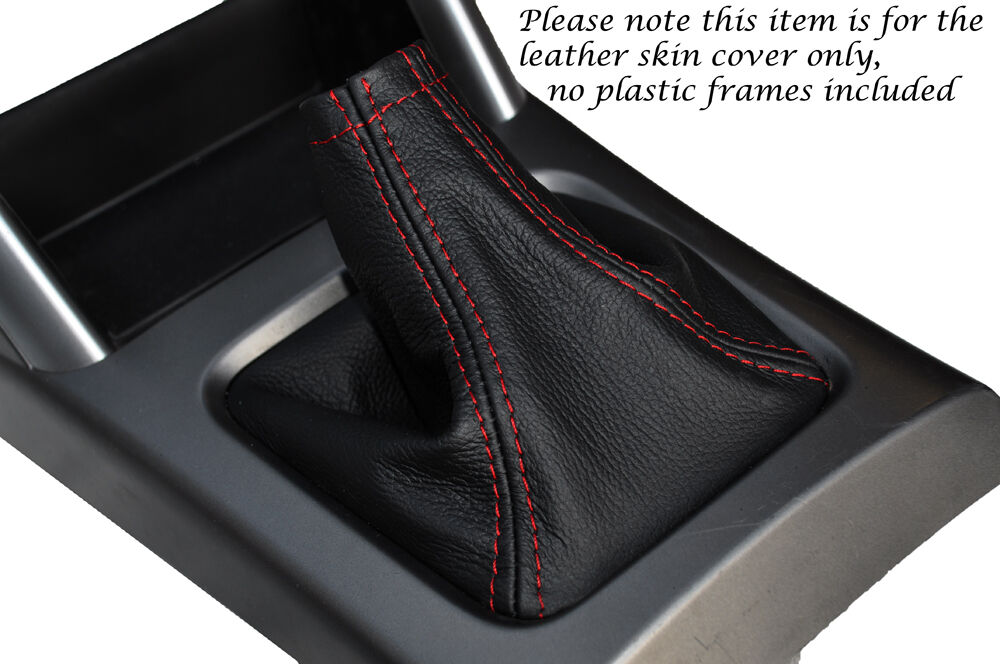 RED STITCH MANUAL LEATHER GEAR GAITER BOOT FITS SUBARU FORESTER 2008-2013