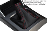 RED STITCH MANUAL LEATHER GEAR GAITER BOOT FITS SUBARU FORESTER 2008-2013