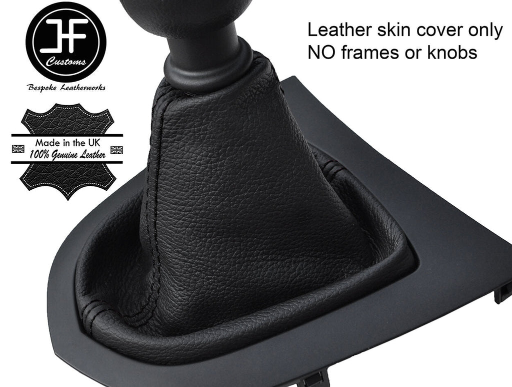 BLACK STITCHING TOP GRAIN REAL LEATHER GEAR GAITER FITS PEUGEOT RCZ 2009-2015