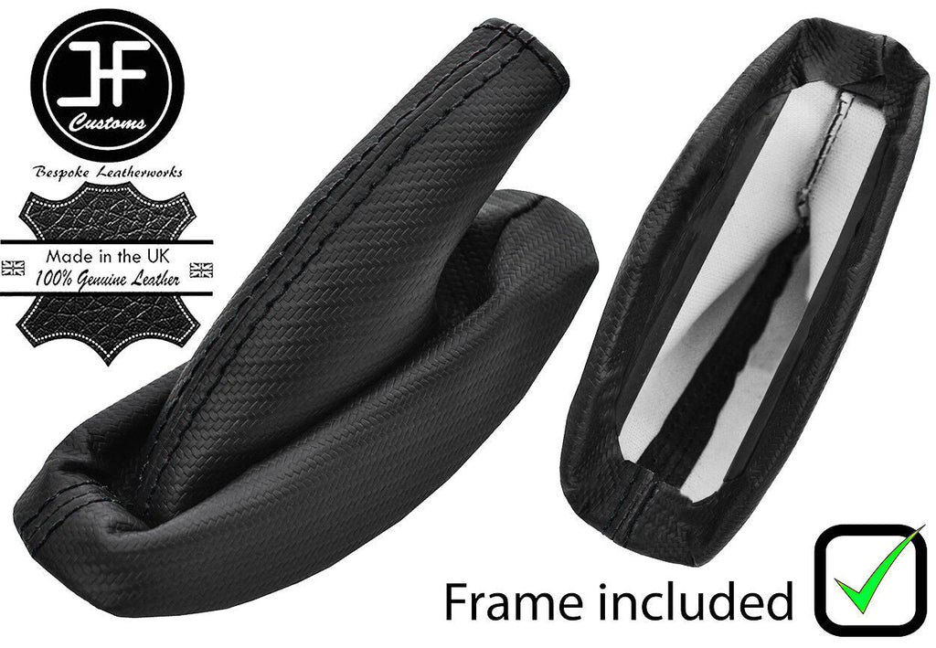 BLACK STITCH CARBON VINYL HANDBRAKE WITH PLASTIC FRAME FOR VAUXHALL OPEL VX220