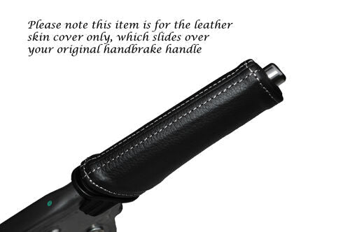 WHITE STITCH LEATHER HANDBRAKE HANDLE COVER FITS ALFA ROMEO GIULIETTA 10-14