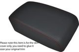 RED STITCH DARK GREY LEATHER ARMREST SKIN COVER FITS FORD RANGER 2012-2015