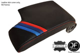 RED STITCH LEATHER ARMREST COVER TRI STRIPES FITS BMW E46 3 SERIES 1998-2005