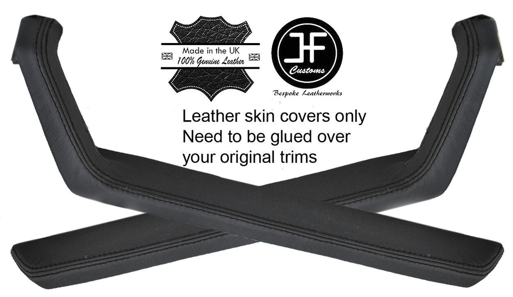 BLACK STITCH 2X DOOR HANDLE ARMREST TRIM LEATHER COVERS FITS PORSCHE 924 944