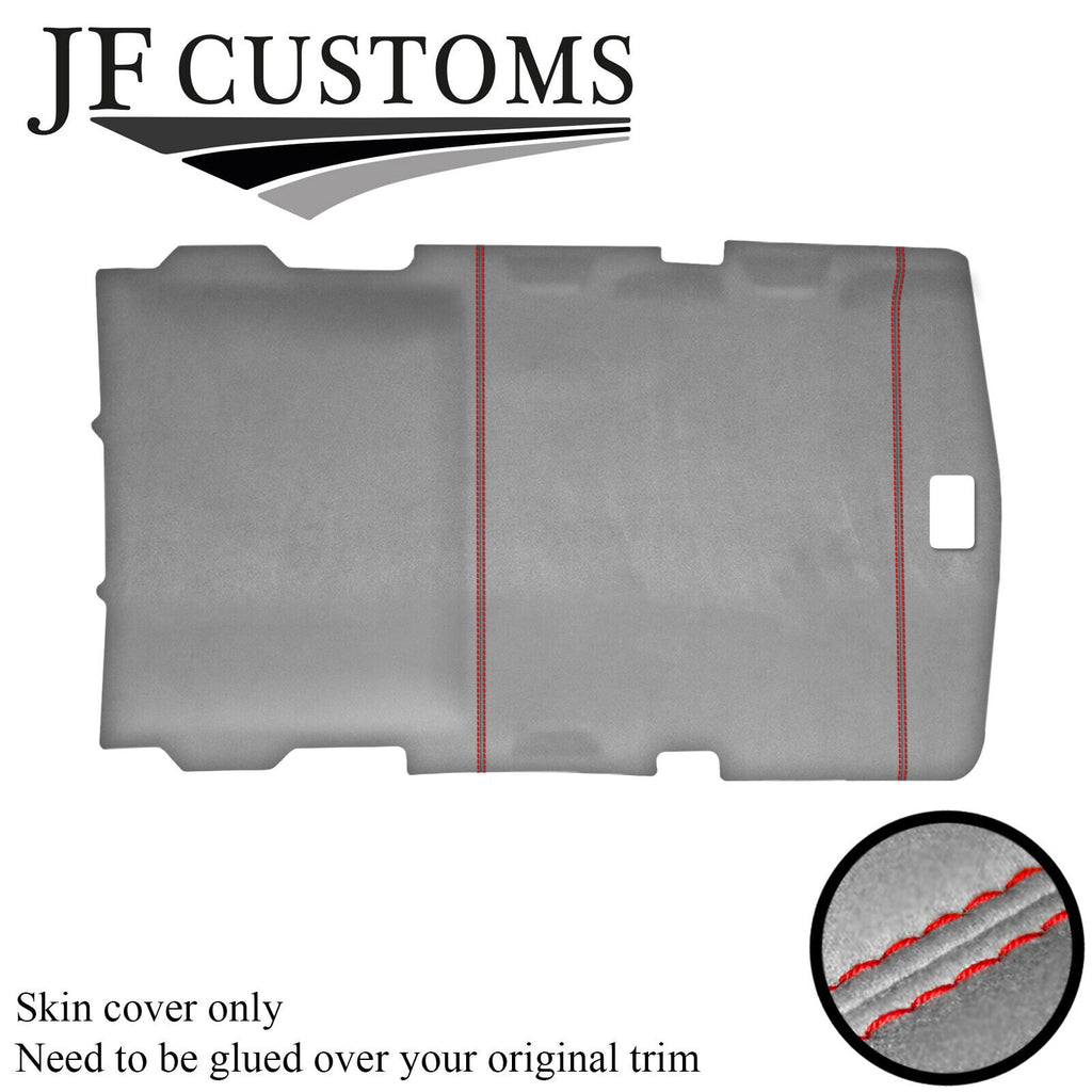 RED STITCH L GREY SUEDE HEADLINER COVER FITS HUMMER H2 02-09 STYLE 1 CUSTOM NEW