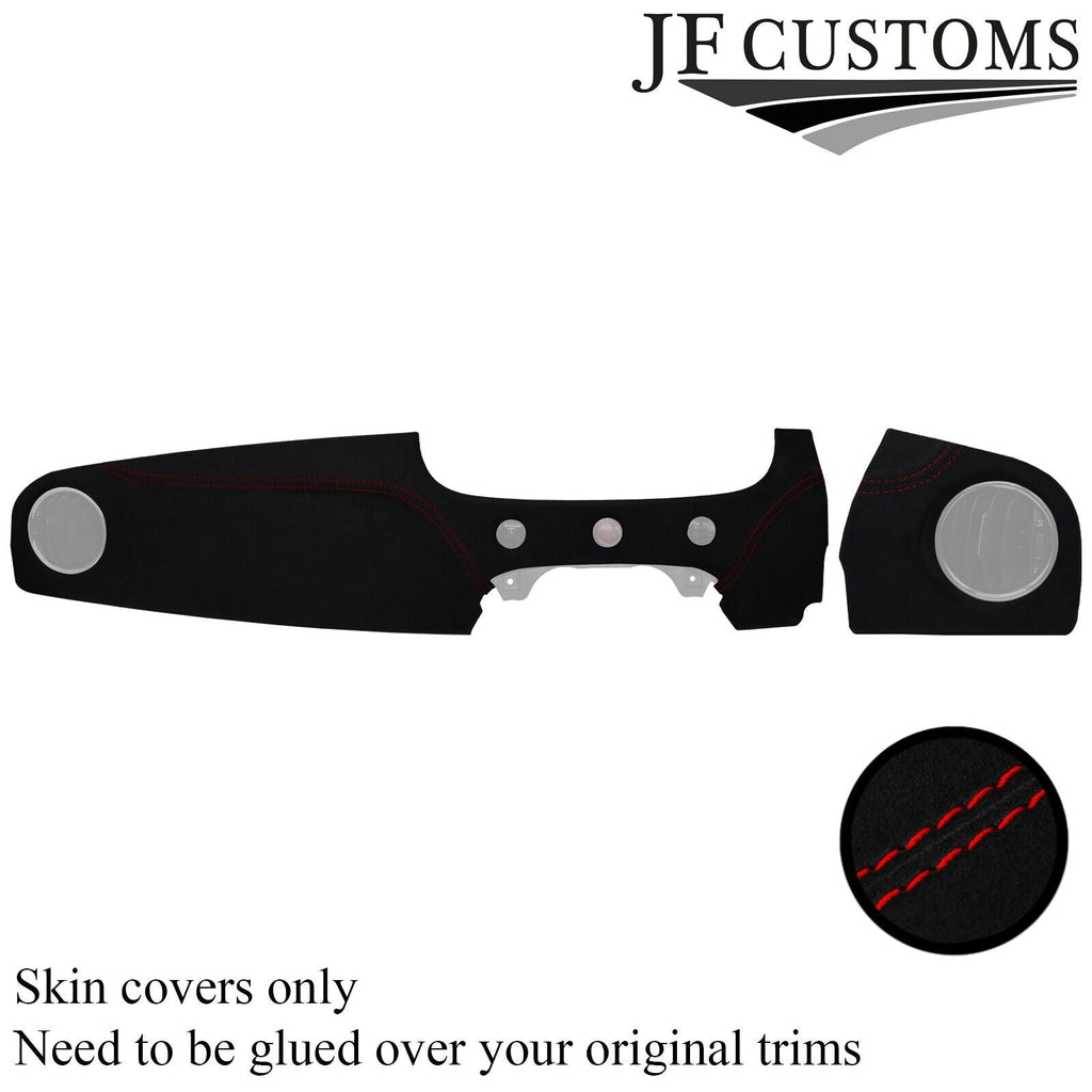 RED STITCH 2 PIECE FRONT DASH PANEL SUEDE COVER FOR FIAT 500 2015-2020
