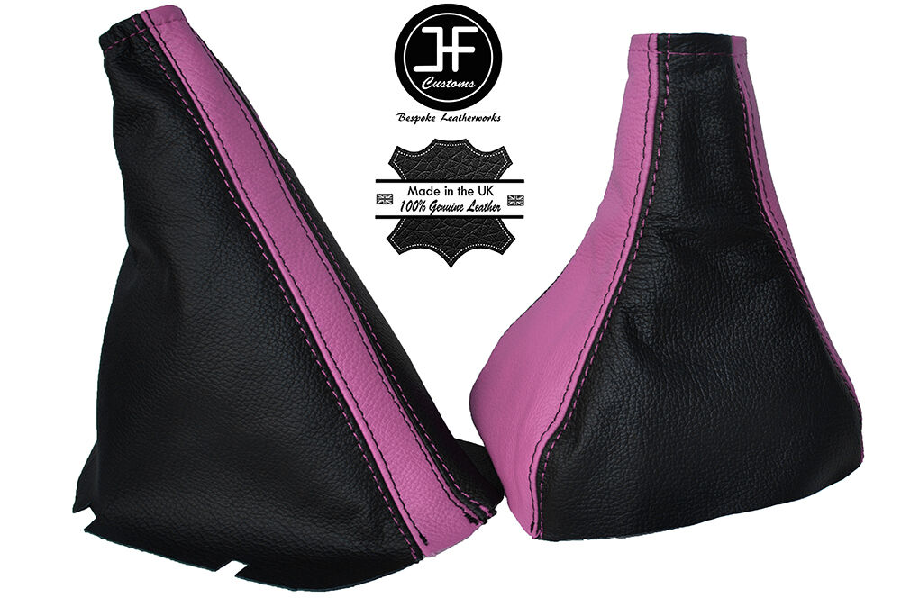 BLACK & PINK LEATHER GEAR & HANDBRAKE GAITERS FITS OPEL VAUXHALL CORSA C COMBO