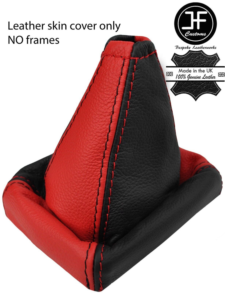BLACK & RED TOP GRAIN GENUINE LEATHER GEAR GAITER FITS PEUGEOT 306 1993-2002