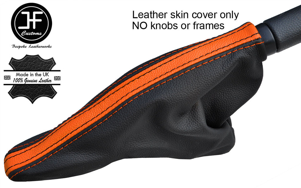 BLACK & ORANGE TOP GRAIN LEATHER HANDBRAKE GAITER FOR BMW MINI R50 R52 R53 01-06