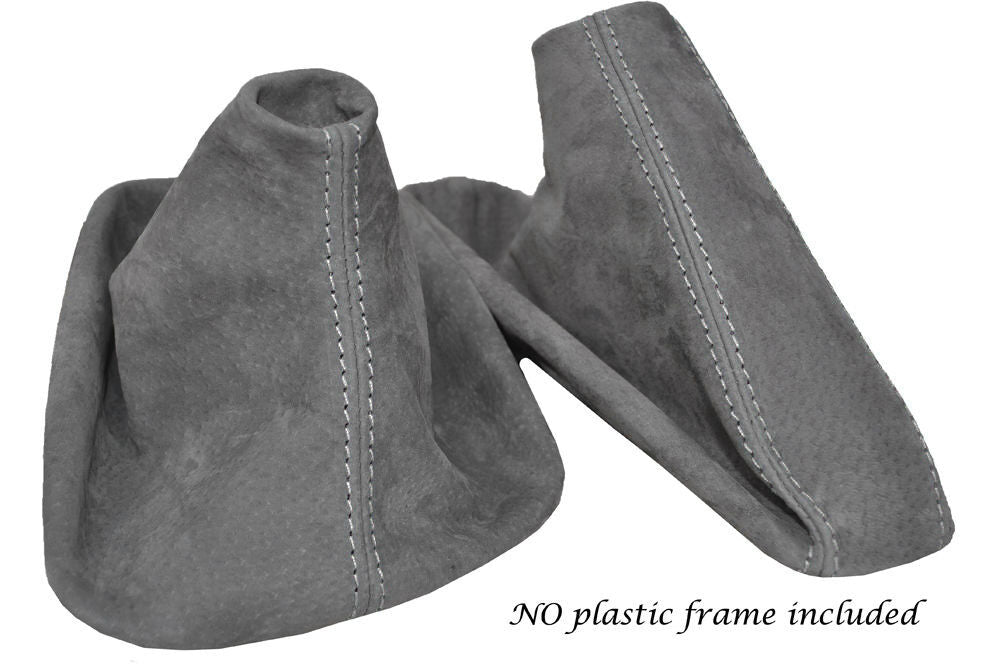 WHITE STITCH GRAPHITE SUEDE GEAR HANDBRAKE GAITER FOR BMW 3 SERIES E36 E46