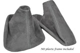 WHITE STITCH GRAPHITE SUEDE GEAR HANDBRAKE GAITER FOR BMW 3 SERIES E36 E46