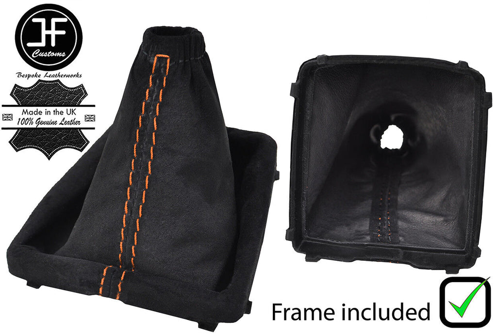 ORANGE STITCH SUEDE GEAR GAITER WITH PLASTIC FRAME FOR FORD FOCUS MK2 04-2008