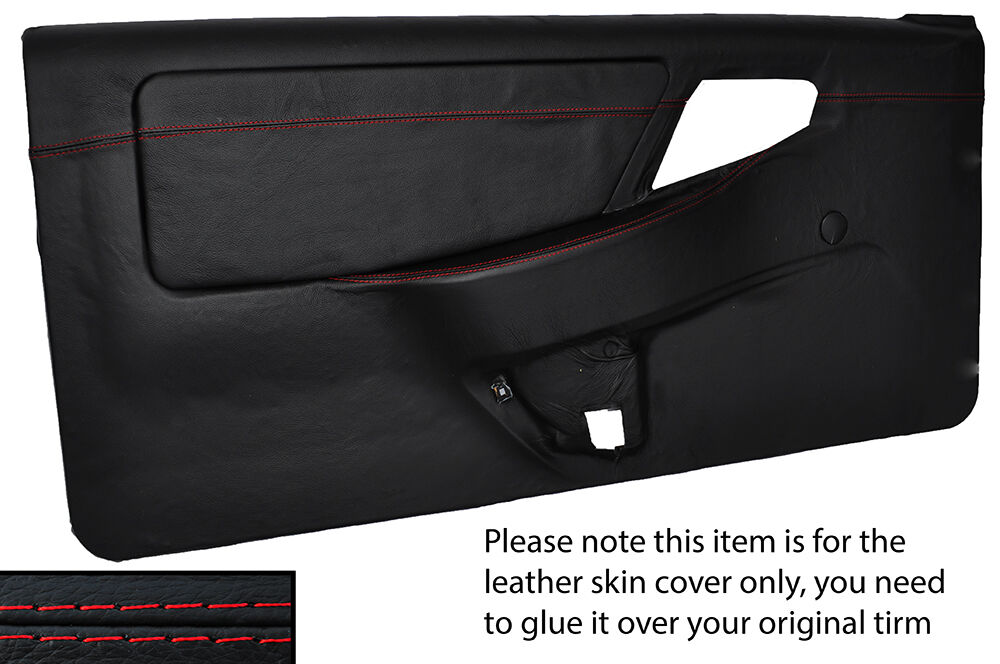 RED STITCH 2X FULL DOOR CARD SKIN COVER FITS FORD SIERRA RS COSWORTH 3 DOOR
