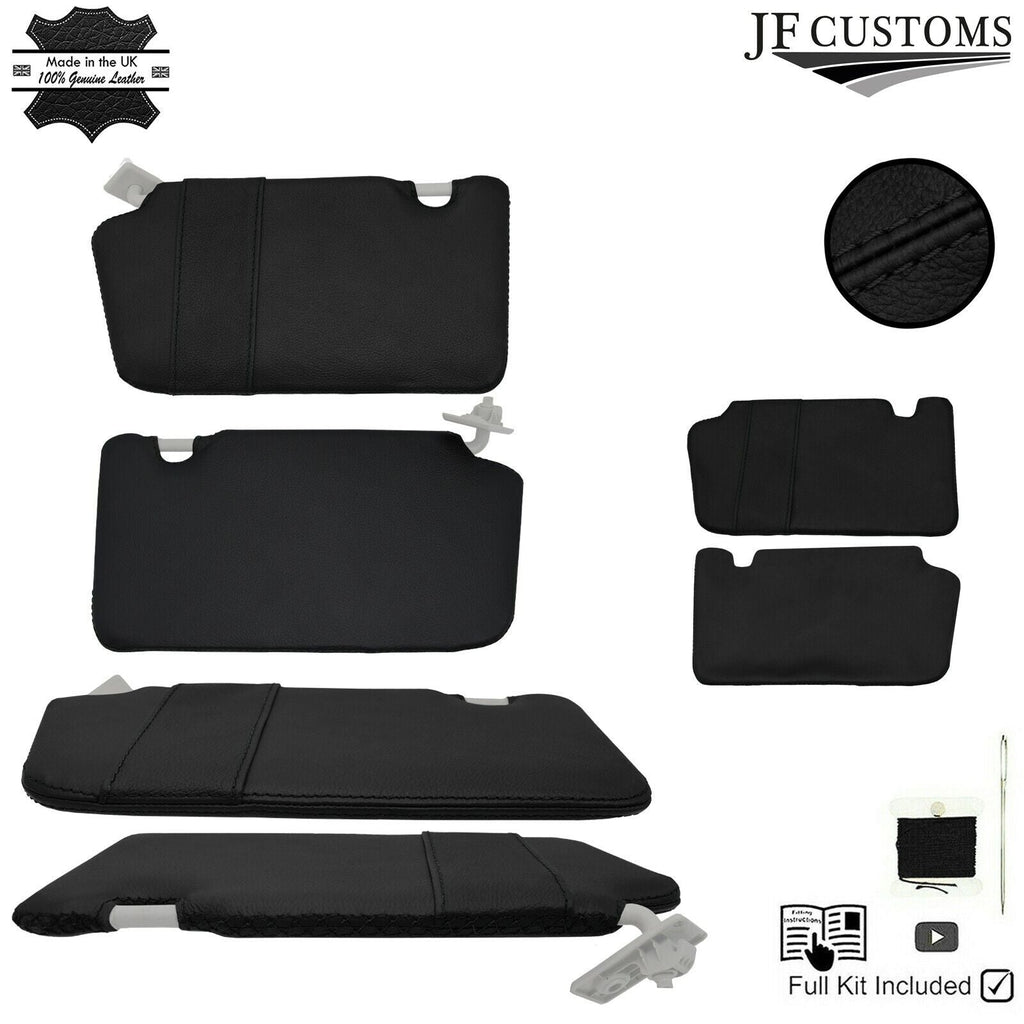 BLACK CROSS STITCH 2X SUN VISOR LEATHER COVERS FOR NISSAN MICRA K13 10-16
