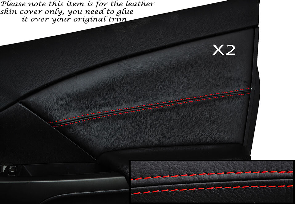 RED STITCH 2X FRONT DOOR CARD TRIM SKIN COVER FITS HONDA CIVIC SE SE-T EX 12+