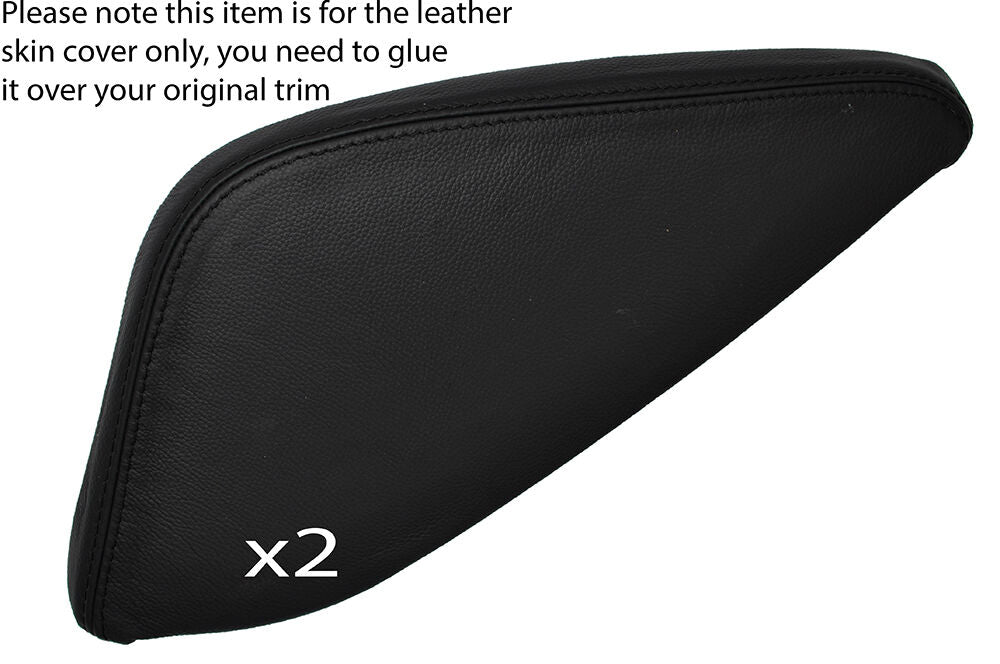 BLACK STITCH 2X CENTER CONSOLE TRIANGLE SKIN COVERS FITS NISSAN QASHQAI 13-16