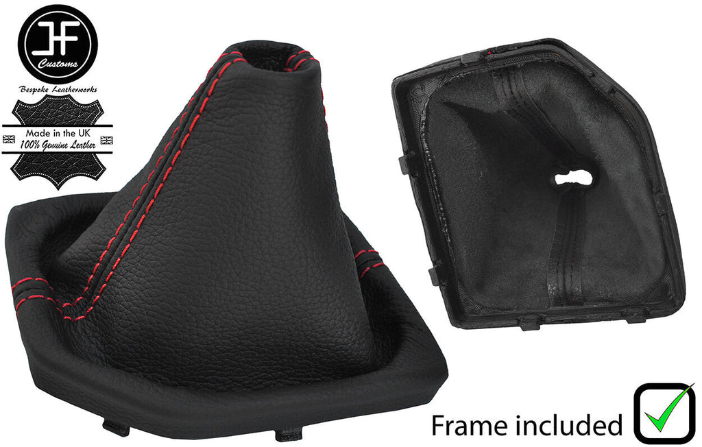 RED STITCH LEATHER MANUAL GEAR GAITER + PLASTIC FRAME FITS KIA SPORTAGE 15-18