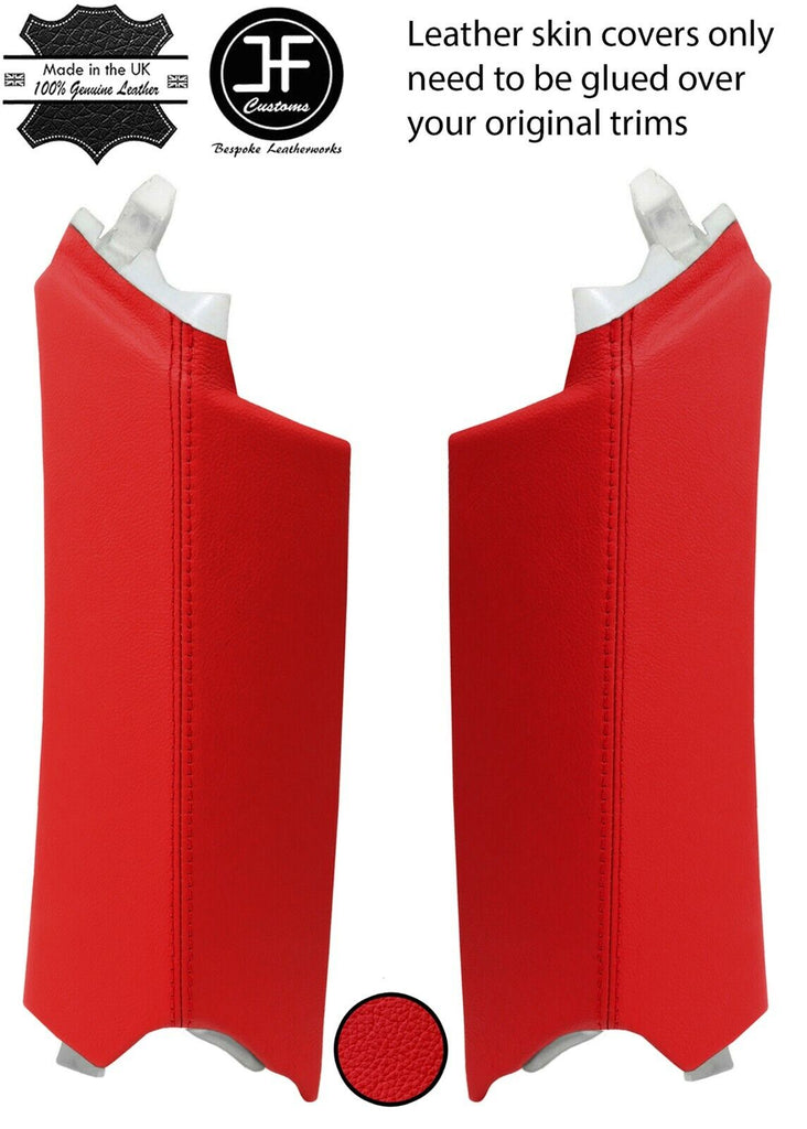 RED REAL TOP GRAIN LEATHER 2X REAR UPPER C PILLAR COVERS FITS AUDI Q5 08-15