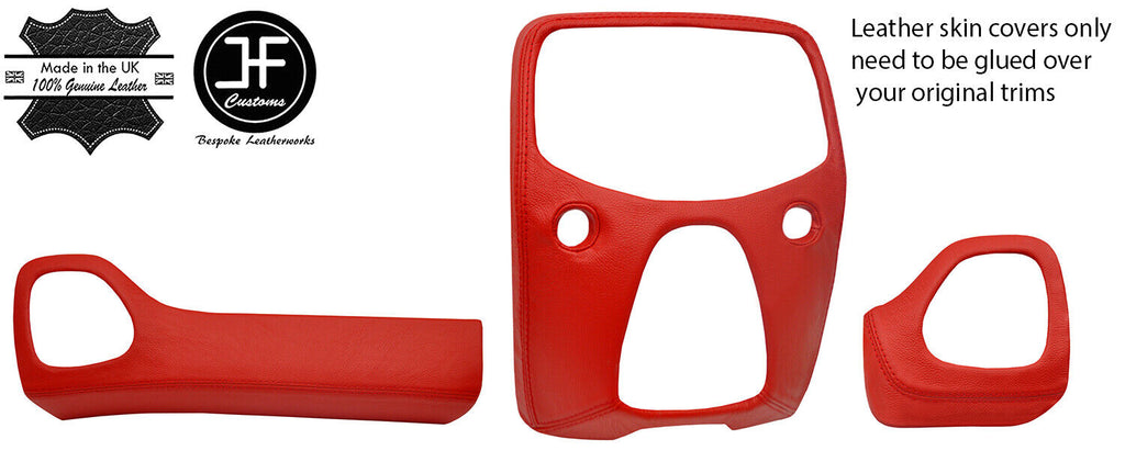 RED TOP GRAIN LEATHER THREE PIECE DASH KIT TRIM COVERS FOR CITROEN C1 14-19