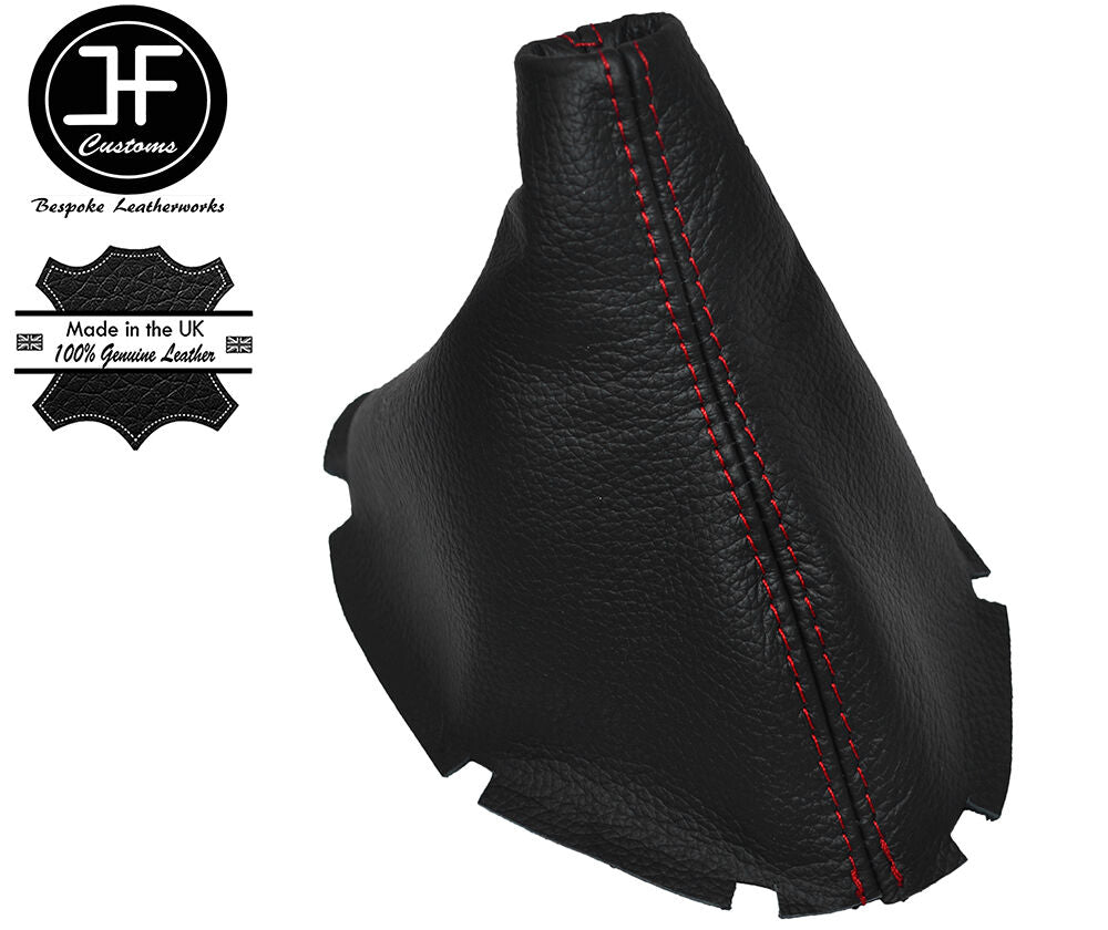RED STITCH MANUAL BLACK LEATHER GEAR GAITER FITS JAGUAR S-TYPE 1999-2008