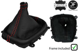 RED STITCH REAL LEATHER GEAR GAITER + PLASTIC FRAME FOR HYUNDAI i30 2007-2011