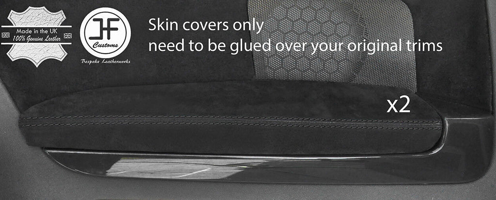 BLACK STITCHING 2X REAR DOOR ARMREST SUEDE COVERS FOR AUDI A3 8P 04-12 3 DOOR