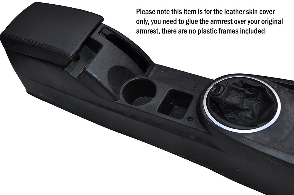 BLACK STITCH ARMREST SKIN COVER & GEAR GAITER COVER FITS HYUNDAI COUPE 02-09