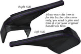 PURPLE STITCH HANDBRAKE & BOTTOM BASE LEATHER SKIN COVERS FITS VW T5 TRANSPORTER