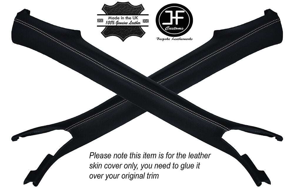 WHITE STITCHING 2X A PILLARS LEATHER COVERS FITS CAMARO TRANS AM FIREBIRD 93-02