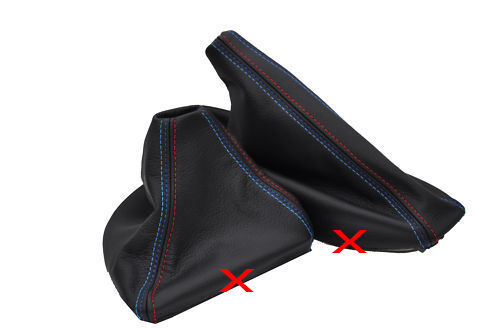 FITS BMW E36 E46 TRI STITCH LEATHER GAITERS BOOTS SET GEAR HANDBRAKE NEW