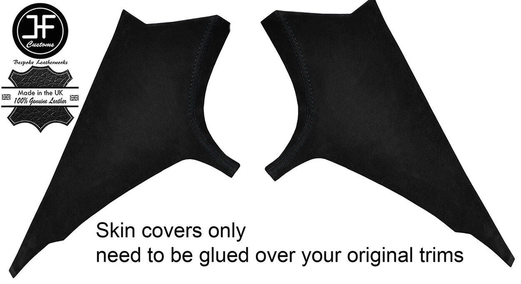 BLACK STITCH 2X REAR C PILLAR SUEDE  COVERS FITS BMW 3 SERIES F30 11-18 SEDAN