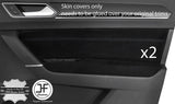 BLACK STITCH 2X FRONT DOOR CARD TRIM SUEDE COVERS FITS VW TOURAN 5T 2015-2018