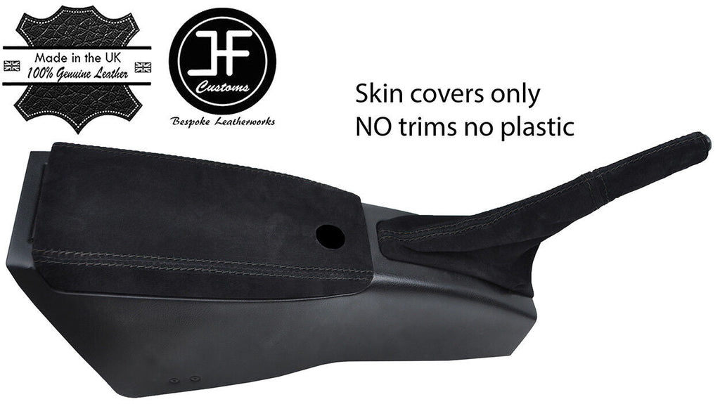 BLACK STITCH ARMREST + HANDBRAKE + HANDLE REAL SUEDE COVERS FOR FIAT BARCHETTA