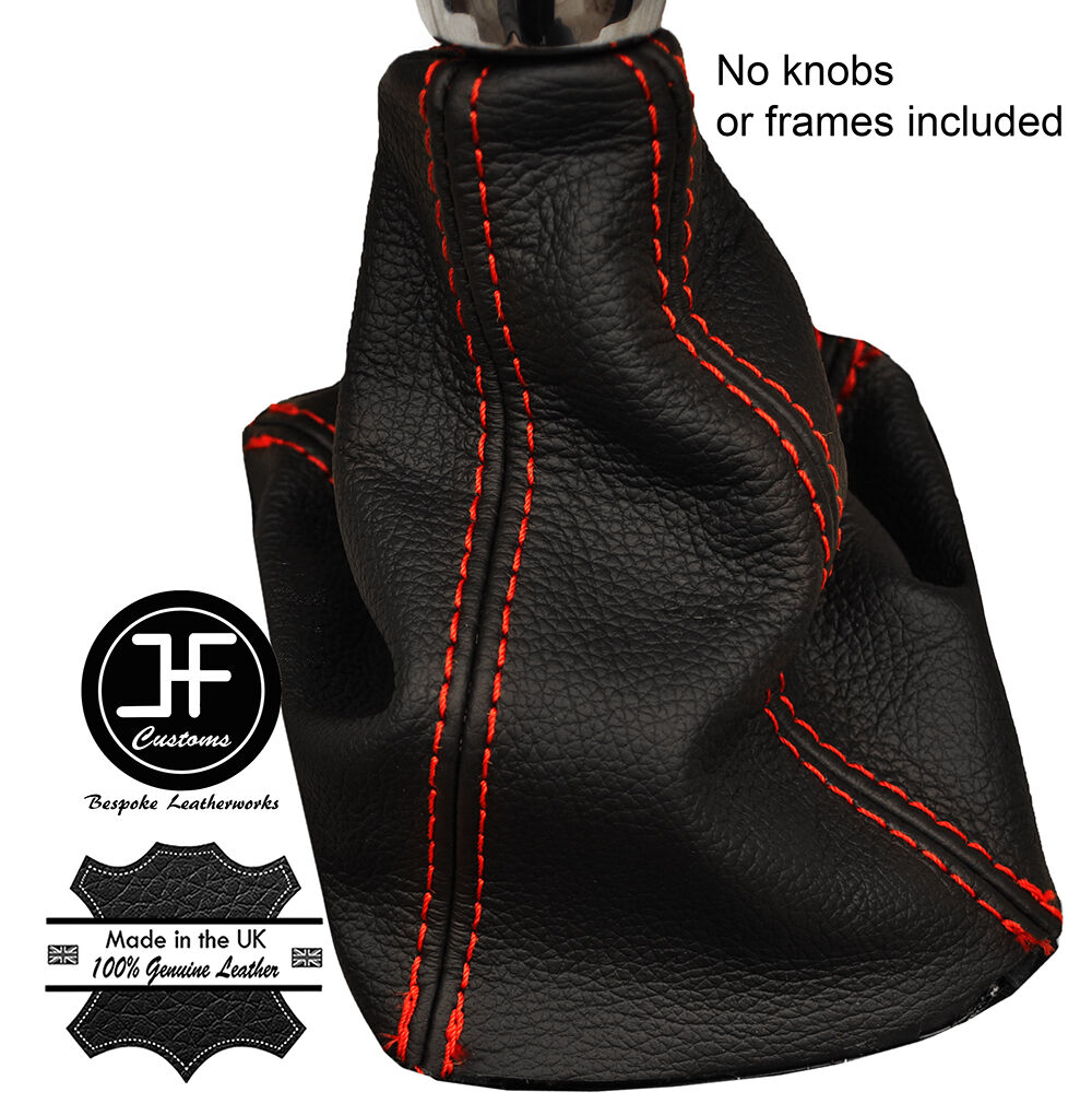 RED STITCHING MANUAL LEATHER GEAR GAITER FITS FORD ECOSPORT 2013-2017 CUSTOM NEW
