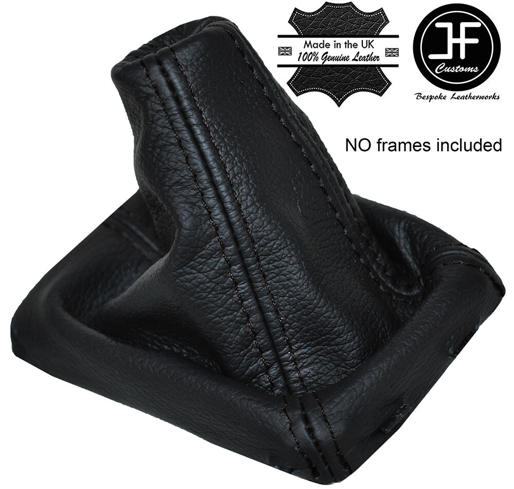 BLACK STITCHING MANUAL LEATHER GEAR GAITER FITS VOLVO S60 D3 MK2 2010-2015
