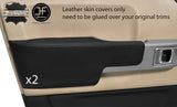 BLACK STITCH 2X FRONT DOOR ARMREST LEATHER COVERS FITS RANGE ROVER VOGUE 02-06