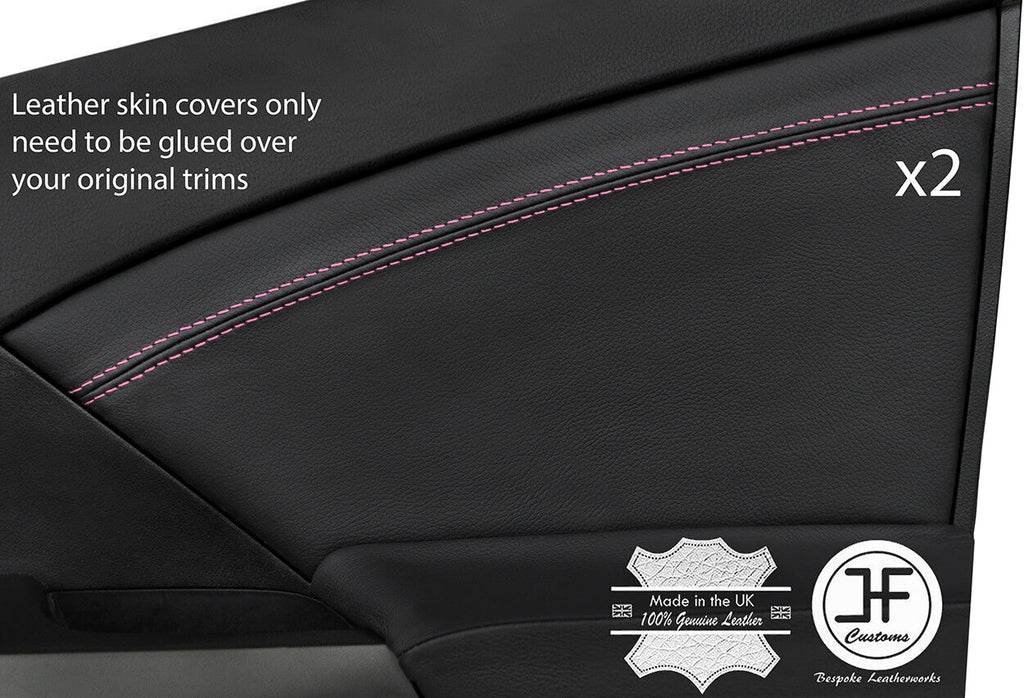 PINK STITCH 2X FRONT DOOR CARD TRIM LEATHER COVER FITS HONDA CIVIC MK9 12-17