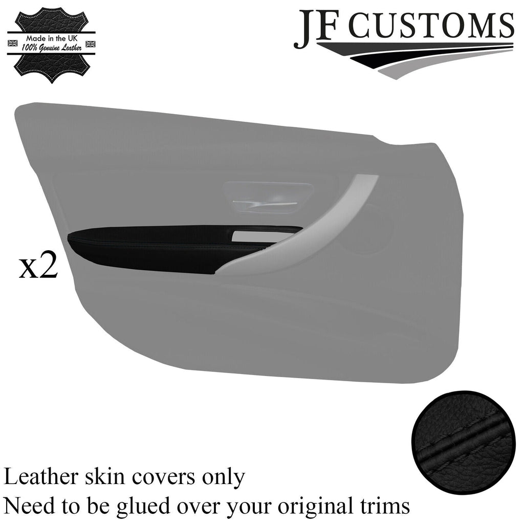 BLACK STITCH LEATHER 2X FRONT DOOR ARMREST COVER FOR BMW F30 11-18 SALOON