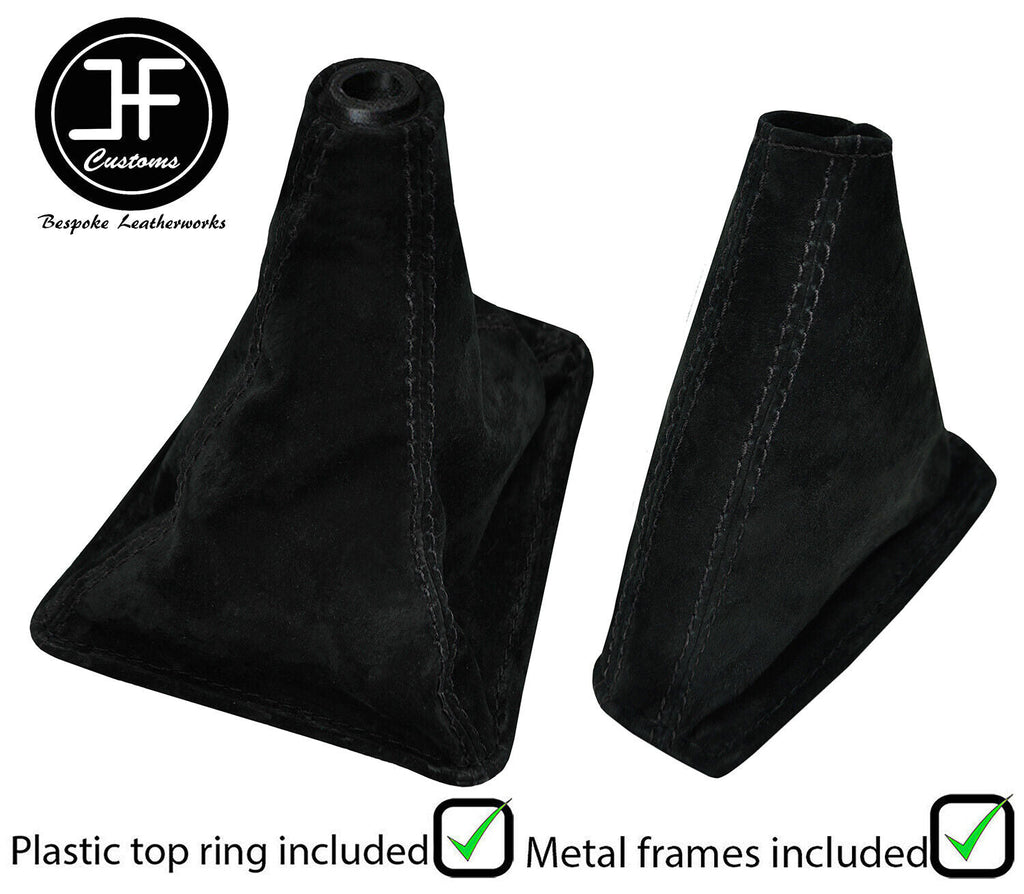 BLACK STITCH SUEDE GAITER SET + METAL FRAME + TOP RING FITS NISSAN SKYLINE R32