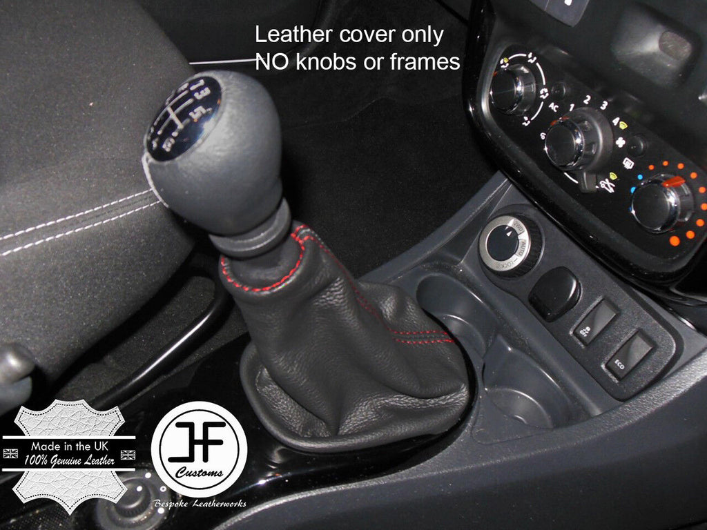 RED STITCH TOP GRAIN LEATHER MANUAL GEAR GAITER FITS DACIA DUSTER 2010-2015