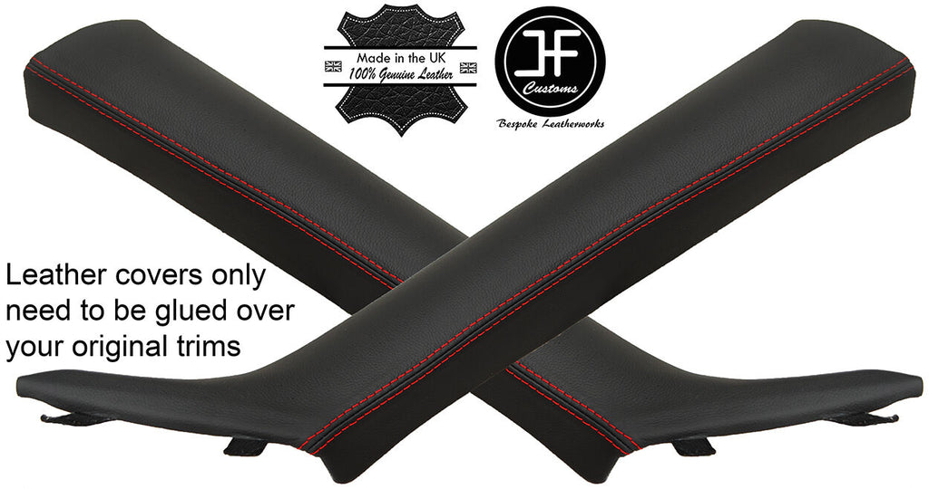 RED STITCH 2X A POST PILLAR LEATHER COVERS FITS BMW 4 SERIES COUPE F32 82