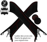 RED STITCH 2X A POST PILLAR REAL LEATHER COVERS FOR MAZDA MX5 MK4 ND 15-20