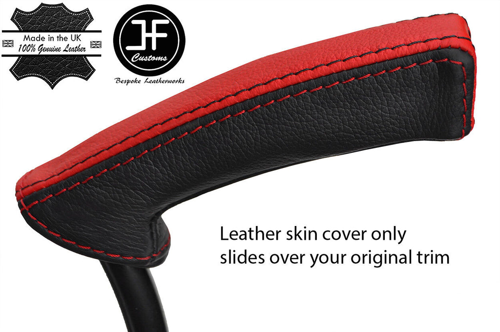 BLACK & RED TOP GRAIN LEATHER HANDBRAKE HANDLE COVER FITS SAAB 93 9-3 03-12