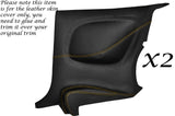 YELLOW STITCHING 2x REAR DOOR CARD LEATHER SKIN COVERS FITS MITSUBISHI FTO 94-01