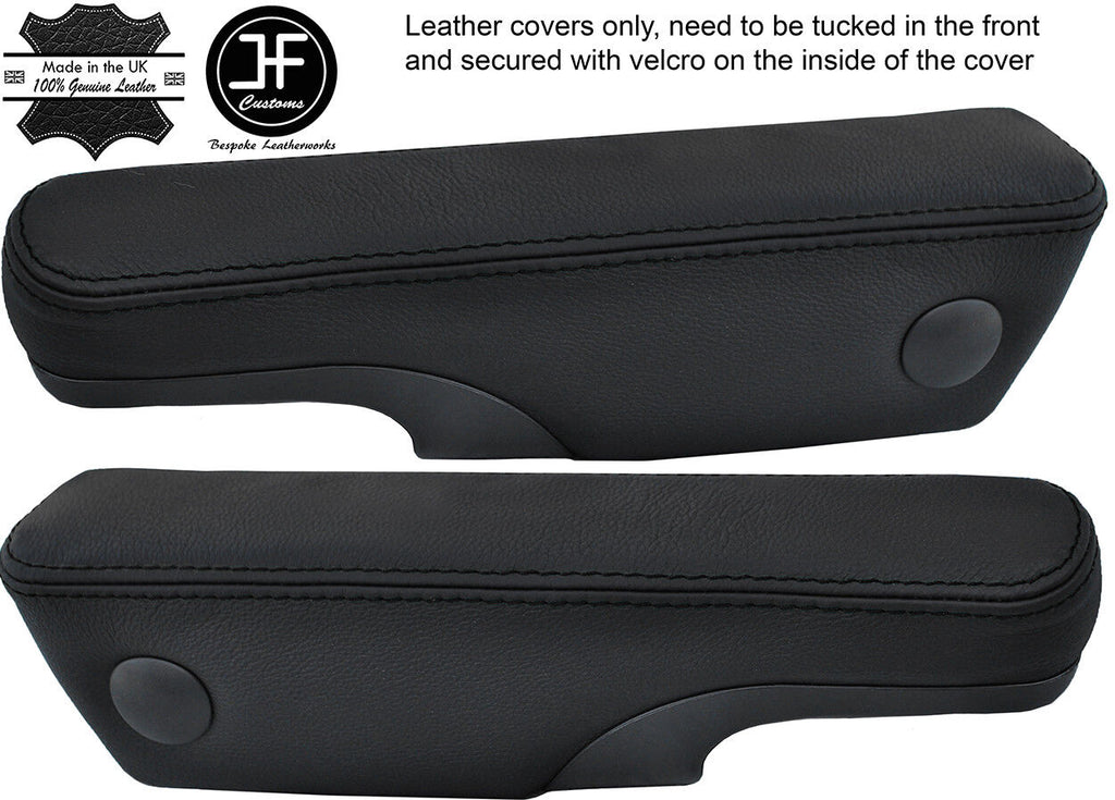 BLACK STITCHING LEATHER 2X SEAT ARMREST COVERS FITS VW T4 TRANSPORTER CARAVELLE