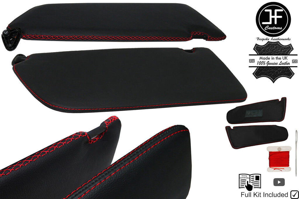 RED CROSS STITCH 2X SUN VISOR LEATHER COVERS FOR MERCEDES VITO W447 15-20 JF2